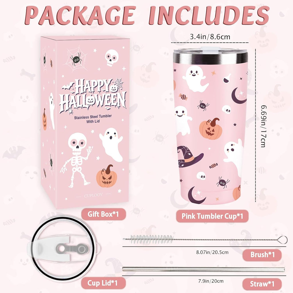 Halloween Tumbler with Lid and Straw for Halloween Gifts & Women Girls