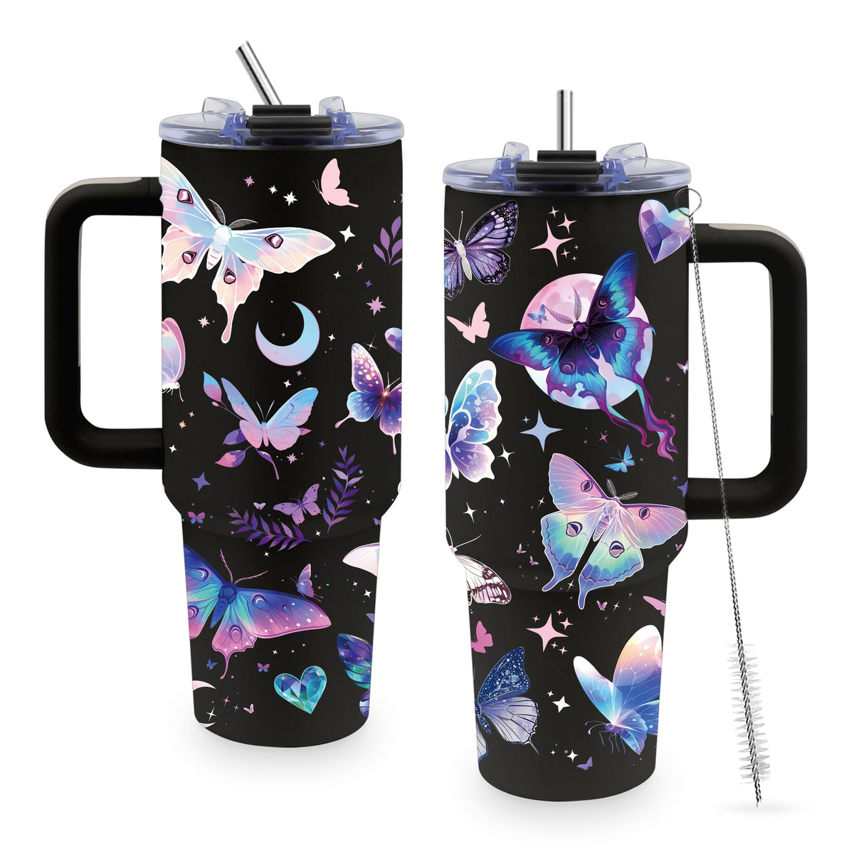 40oz Cats Tumbler Gifts for Women, Cute Cat Water Bottle with Handle & Straw