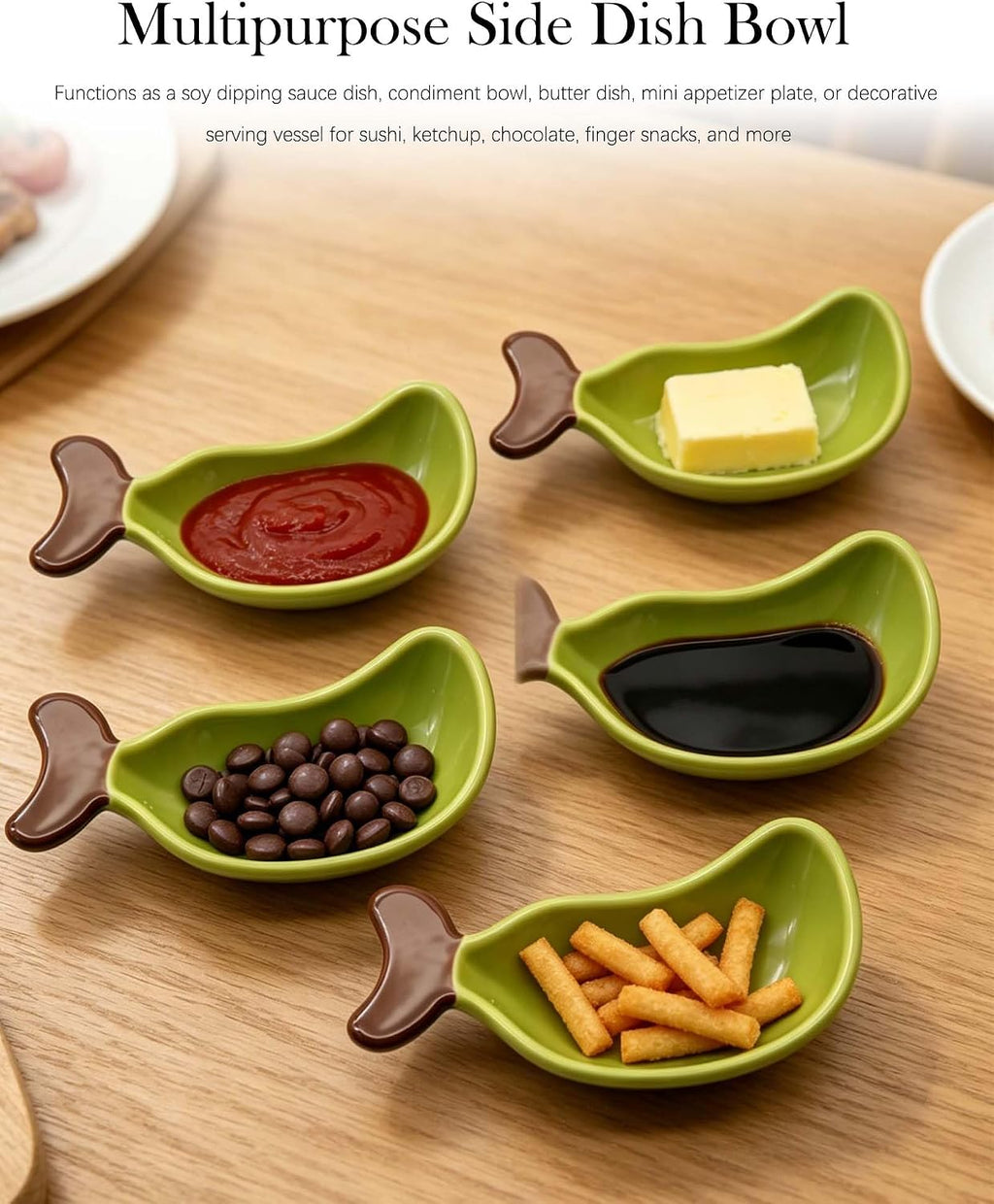 Cute Ceramic Dipping Dish,with Grinding Function,Stackable Multipurpose Porcelain Side Dish Bowl,Soy Sauce Dish Ceramic, All-in-One Garlic Grater Plate for Sushi, Hot Pot, BBQ Party and More (Green)