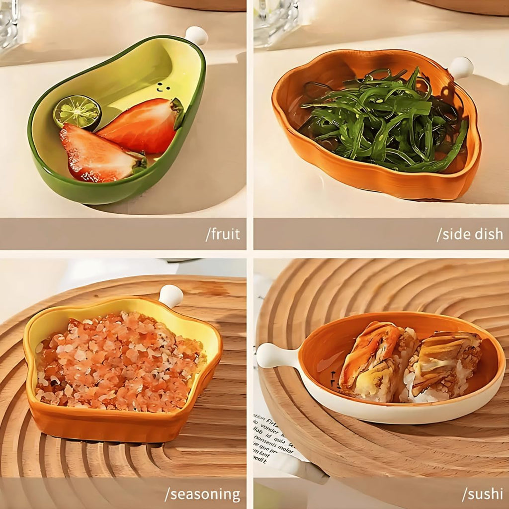 Ceramic Toast-Shaped Mini Dip Plate - Cute Appetizer Dish for Sushi, Dips, Condiments & Party Snacks - Oven & Dishwasher Safe (3.7" L x 3.5" W)