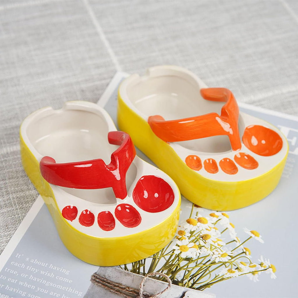 Cute Ceramic French Fries Plate, Unique Slipper Shape Fries Dish Snack Chip Plate Ketchup Sauce Bowl for Home Decoration Coffee Shops