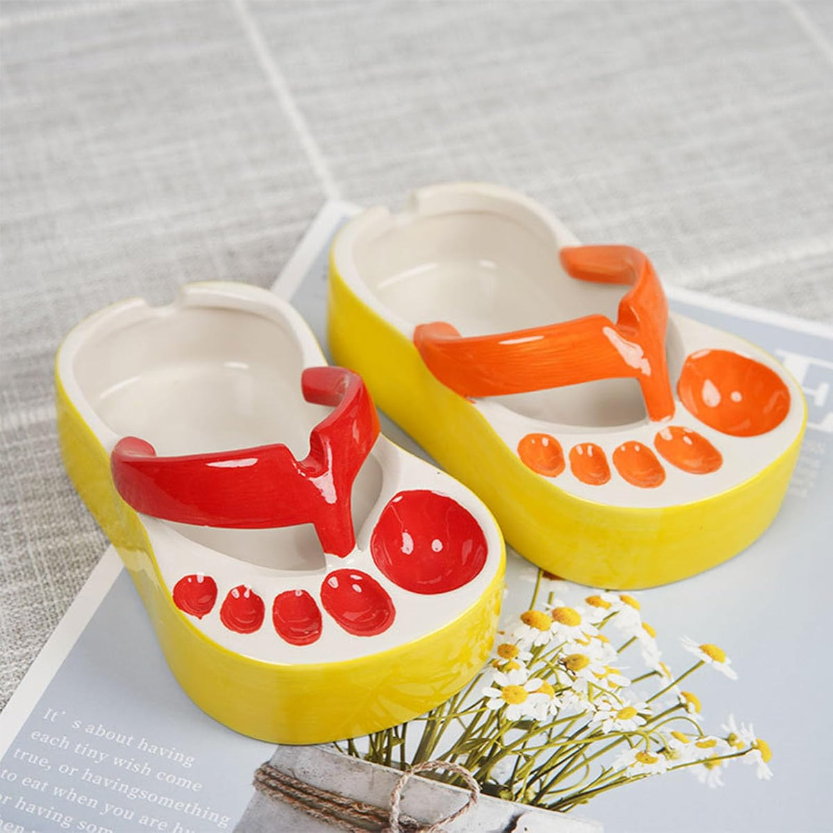 Cute Ceramic French Fries Plate, Unique Slipper Shape Fries Dish Snack Chip Plate Ketchup Sauce Bowl for Home Decoration Coffee Shops