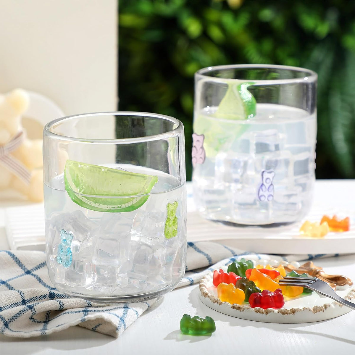 SiliFine 2 Pcs Candy Bear Icon Juice Glasses