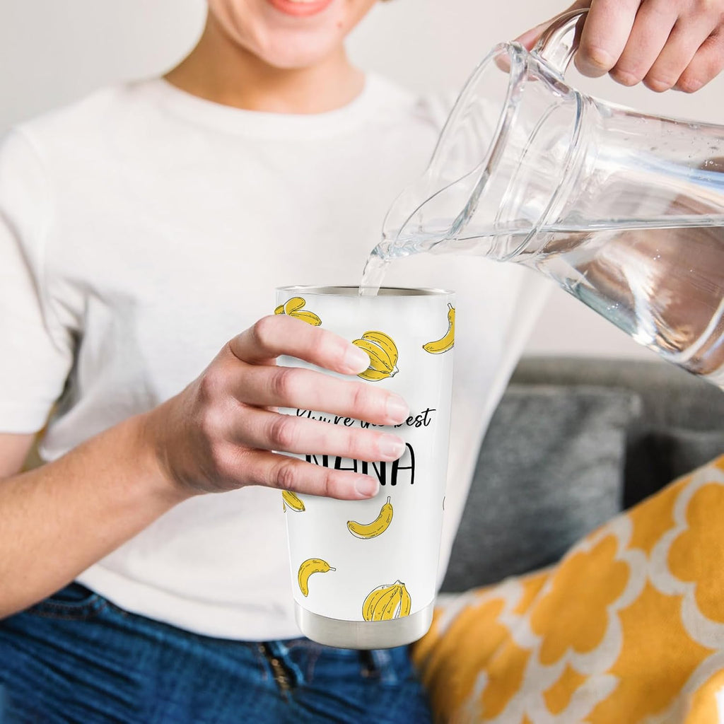You're The Best Nana Banana 20oz Travel Coffee Mug Tumbler, Nana Gifts for Grandma Christmas from Grandson Grandkids Granddaughter, Grandma Water Stainless Steel Tumbler with Lid and Straw