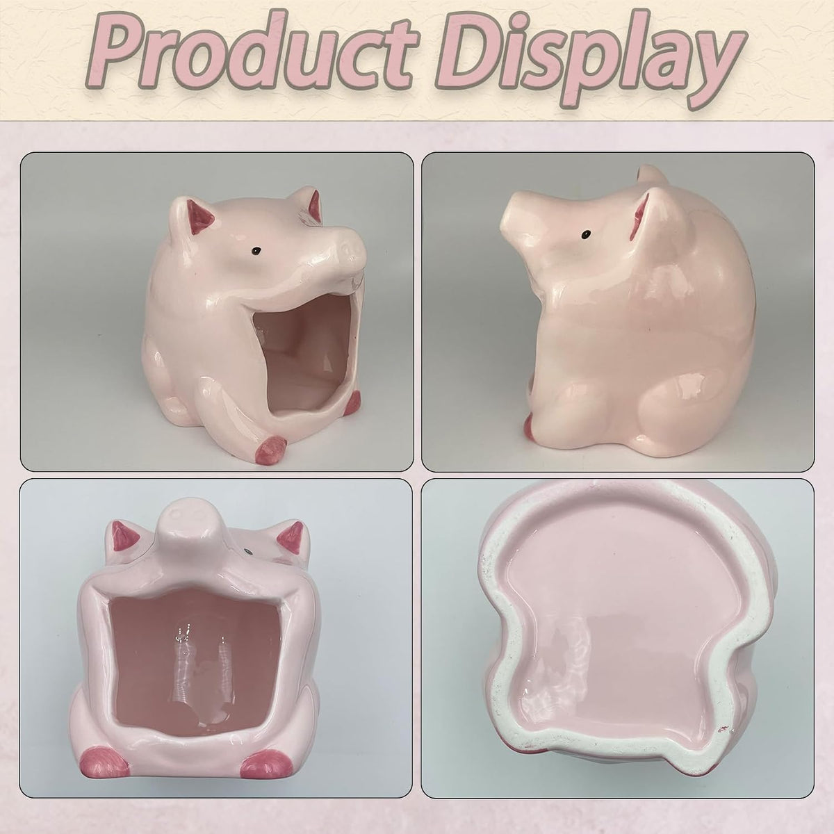 Ceramic Pig Shaped Candy Bowl, Cute Tabletop Storage Dish for Home Office