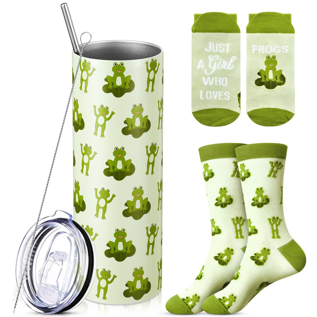 Funnymoom 2 Pack Frog Themed Gift for Women Tumbler Socks Set