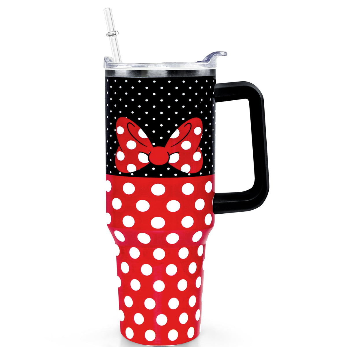 Cartoon Mouse Tumbler 40 Oz With Lid and Straw&Handle Bowknot Cup