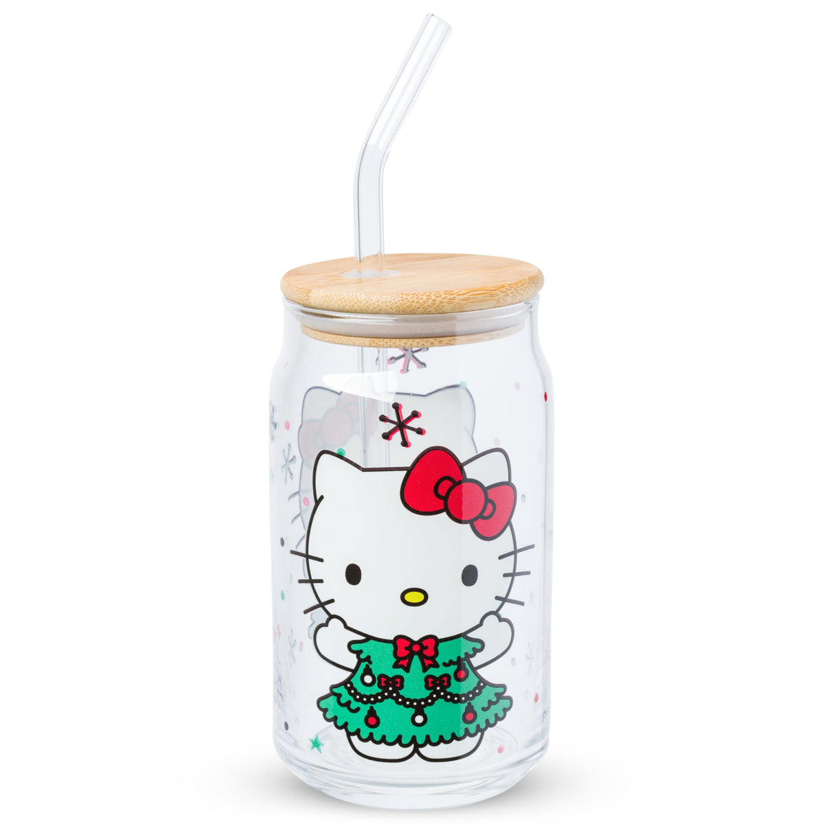 Silver Buffalo Sanrio Hello Kitty Waving Design Print, Glass Tumbler, 16oz