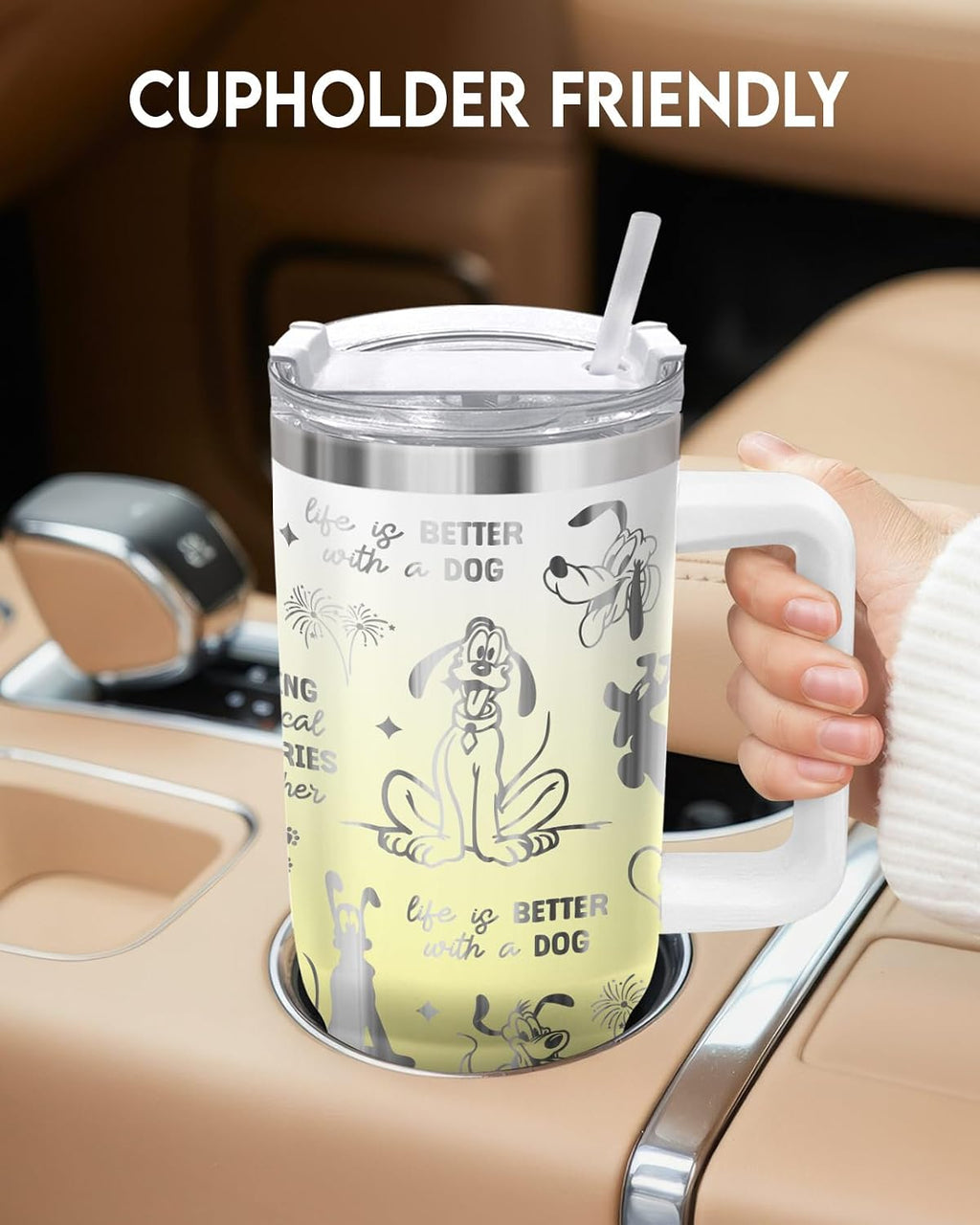Movie Cartoon Dog Tumbler 40oz with Handle & Straw