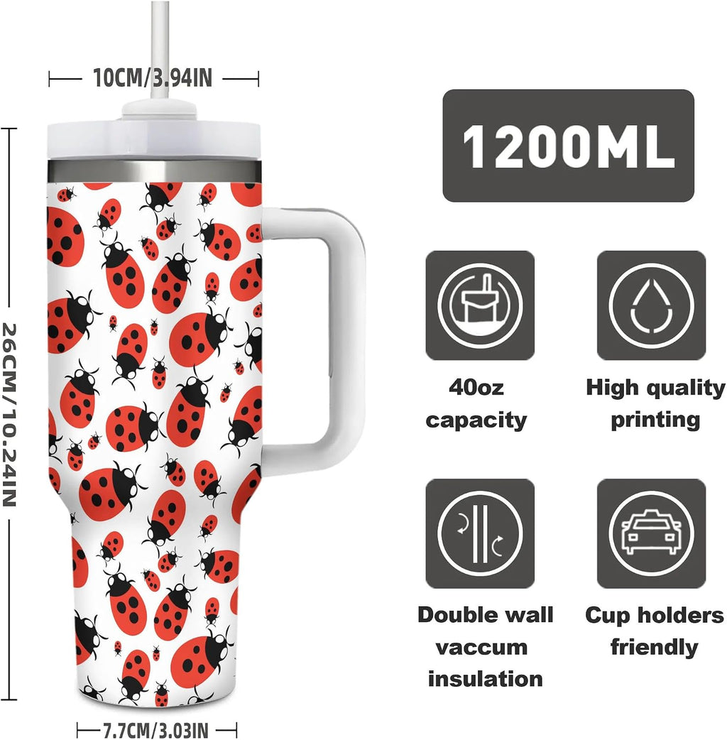 Red Ladybugs Vacuum Insulated Travel Tumbler 40 oz (1200 ml)