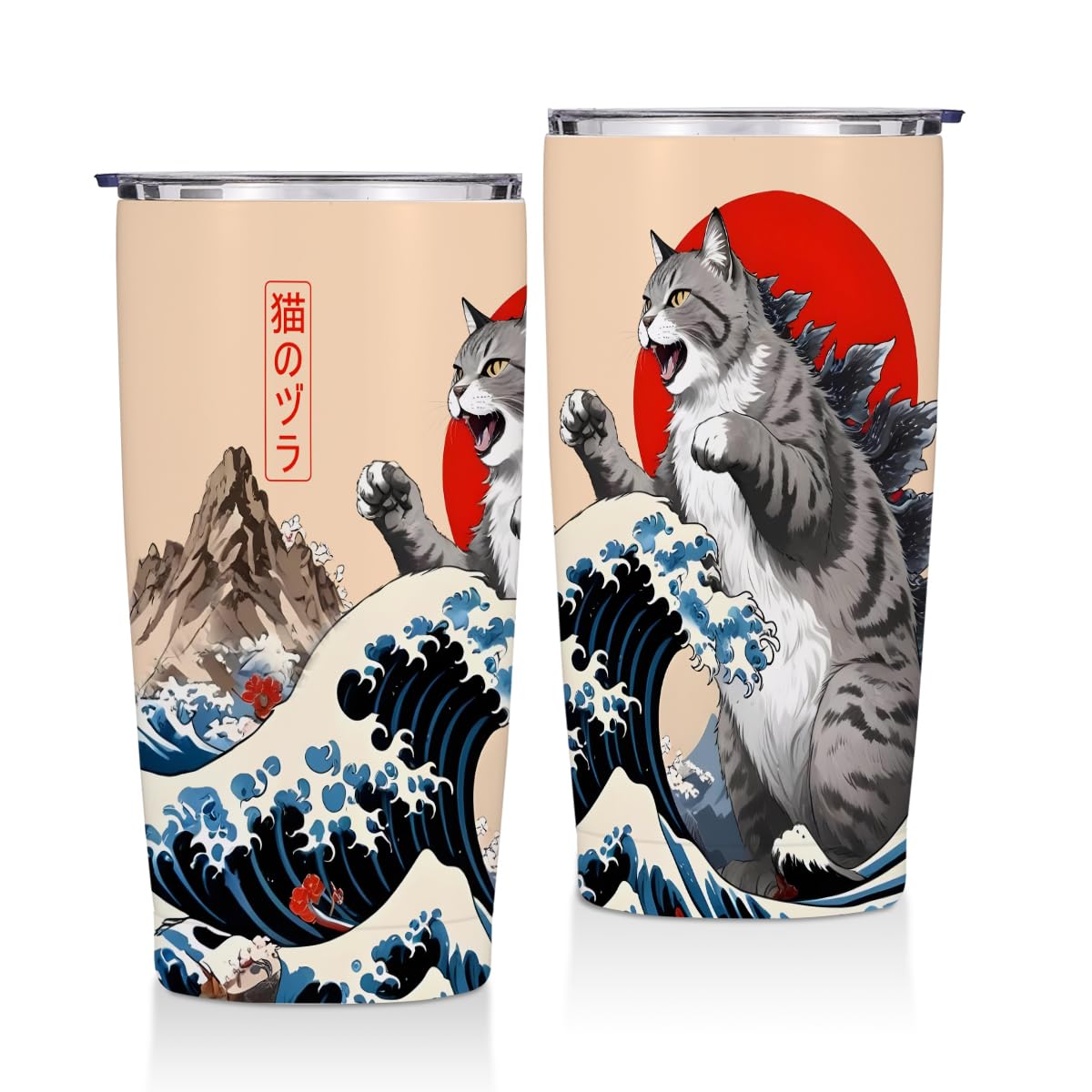 Cute Cat 20 oz Tumbler, Funny Cats Stainless Steel Insulated Water Bottle