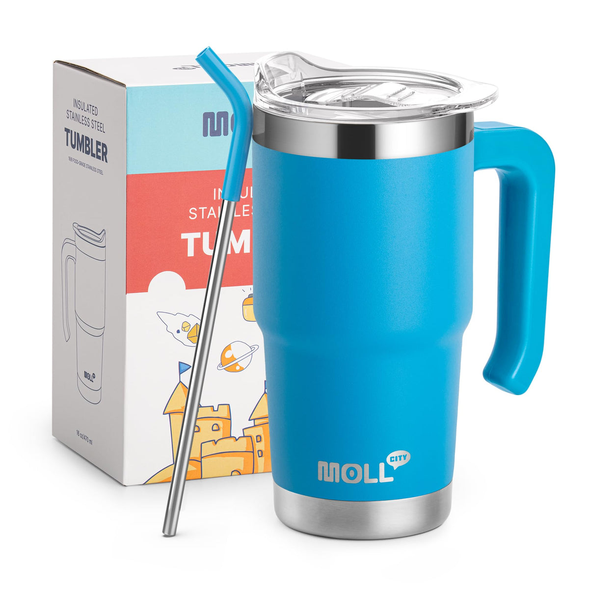 Kids 16 oz Tumbler with Handle, Stainless Steel Vacuum Insulated Water Cup