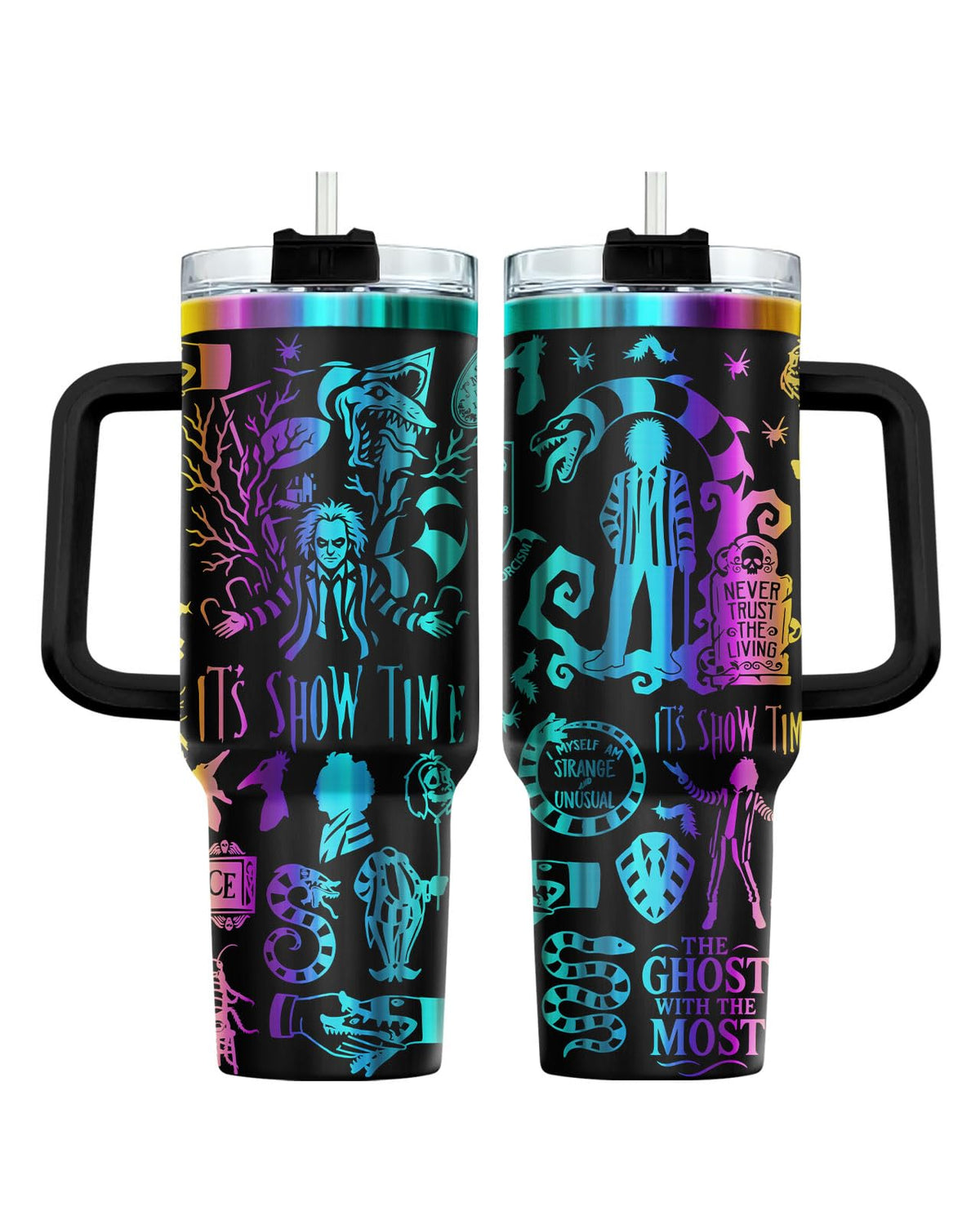 Movie Cartoon Dog Tumbler 40oz with Handle & Straw