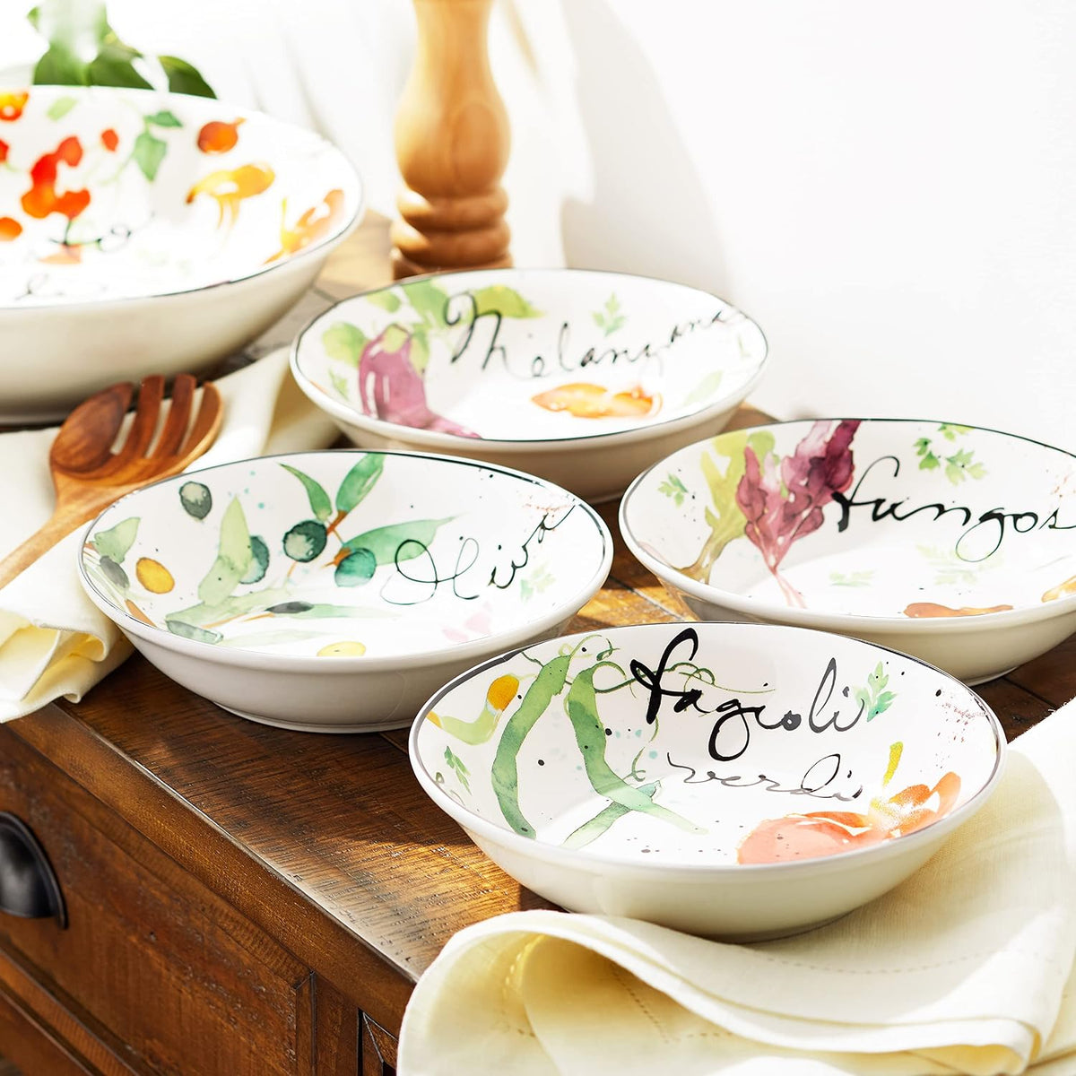 Certified International Corp Certified International Melanzana Pasta Set, Multicolored, 5 Piece