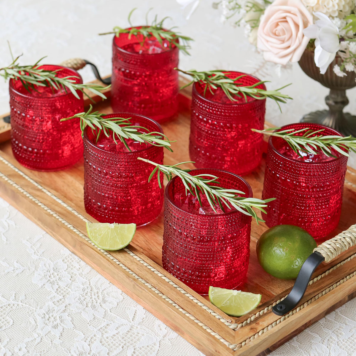 Kate Aspen Rose Gold Cups Pink Hobnail Beaded Drinking Glasses Set of 6-10 oz Vintage Glassware Set Cocktail Glass Set, Juice Glass, Water Cups | Makes A Great Hostess Gift, Gift for New Home Owners