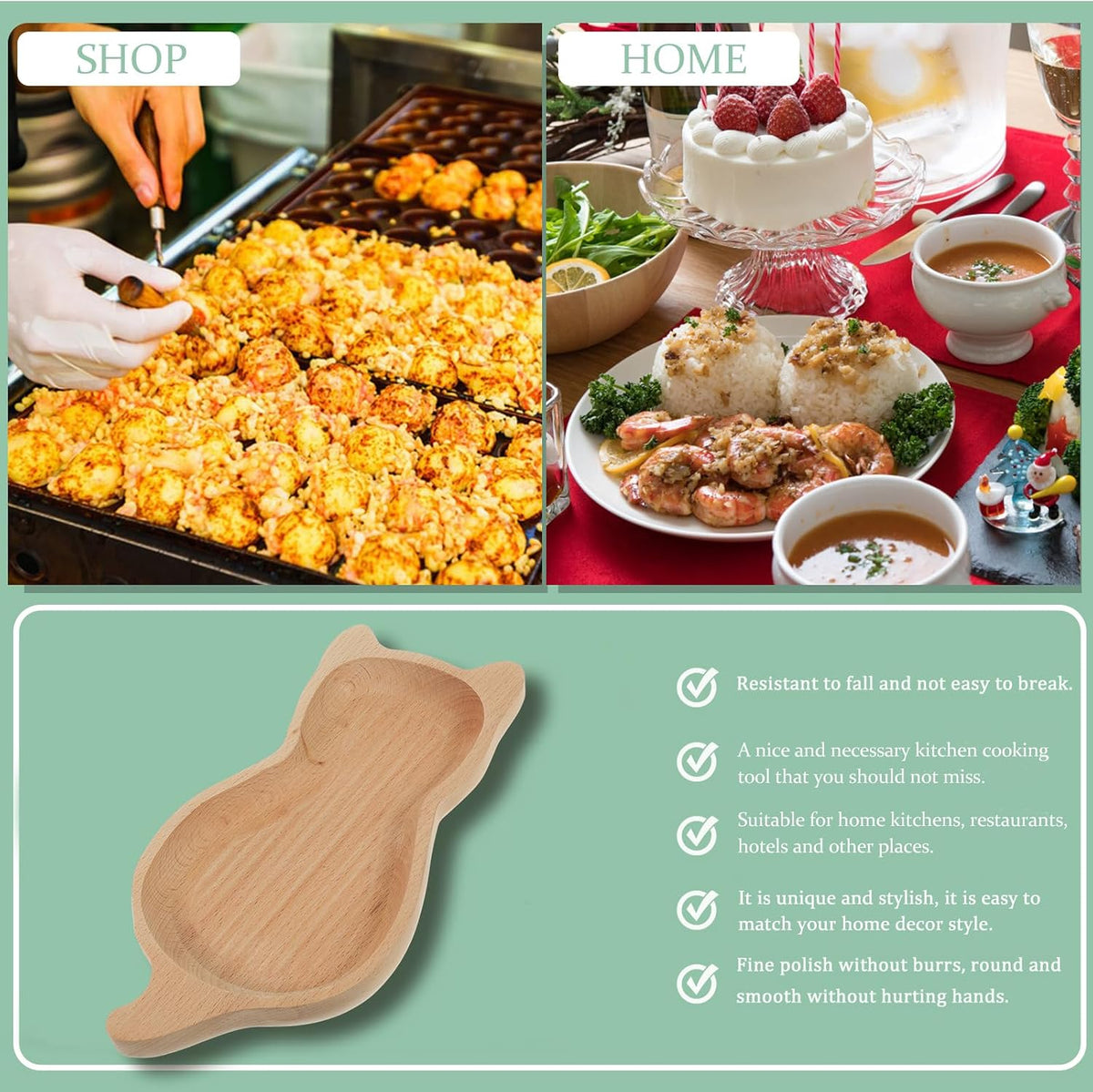 Luxshiny Wooden Cat Plate Cartoon Dessert Dish 9.44 X 4.72 X 0.98 in Natural Wood Serving Tray for Snacks Fruit Cake Photo Prop Kitchen Supplies for Home Parties
