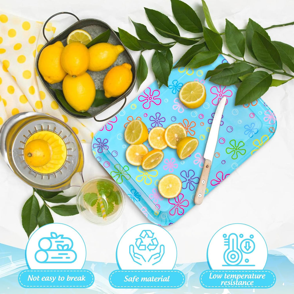 JarThenaAMCS 3Pcs Cartoon Sponge Serving Trays Under the Sea Flower Bubble Reusable Serving Dishes Melamine Platter Party Decoration for Ocean Birthday Party Sharing Snacks Fruit Dessert, 13 x 10 Inch