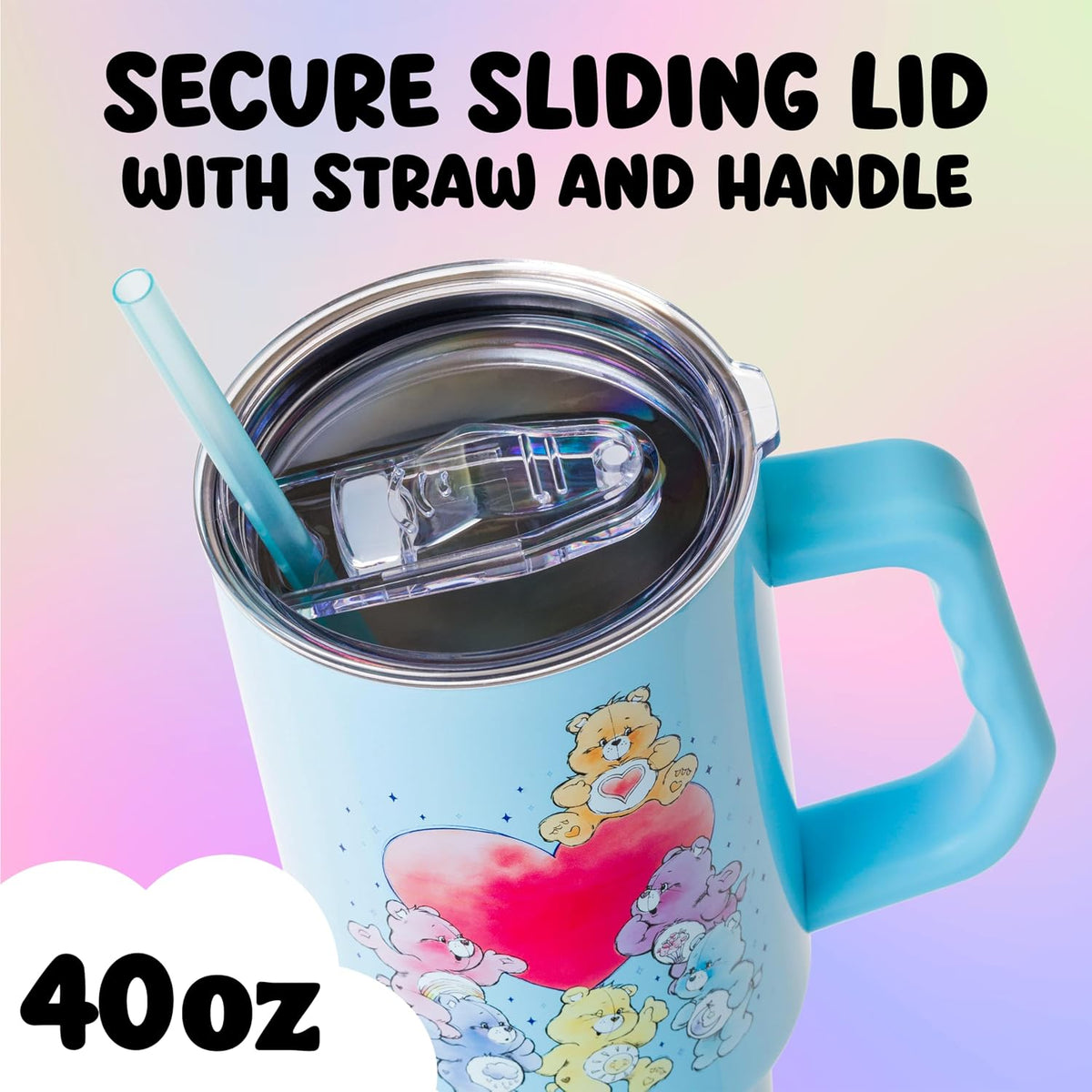Silver Buffalo Care Bears Watercolor, Stainless Steel Tumbler, 40oz