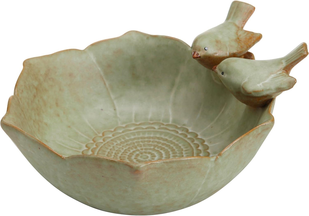 MyGift Green Ceramic 2 Bird Decorative Serving Bowl, Jewelry & Candy Tray