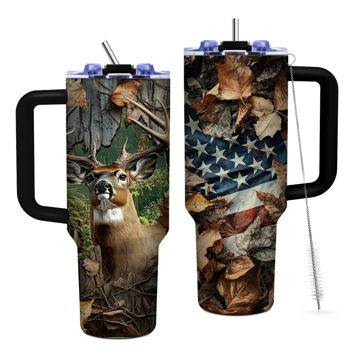 40oz Cats Tumbler Gifts for Women, Cute Cat Water Bottle with Handle & Straw