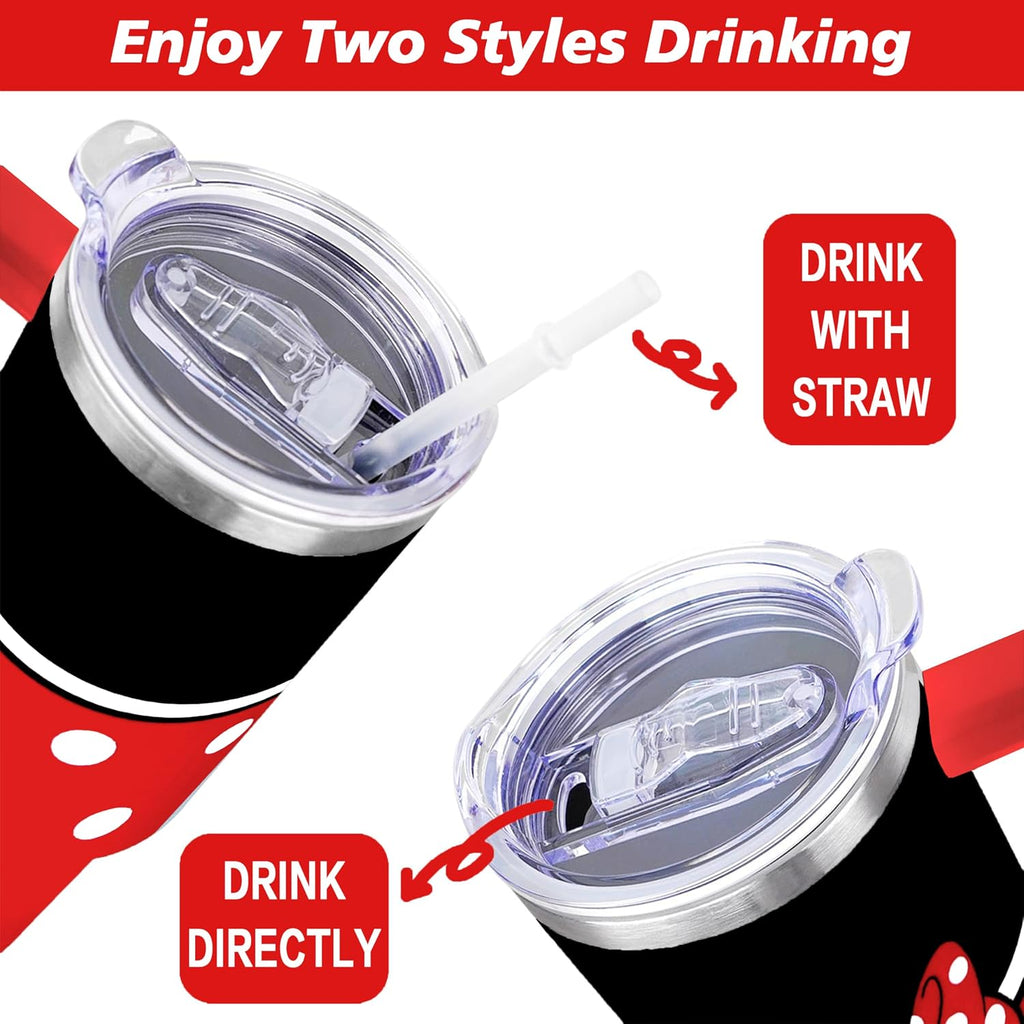 Cartoon Mouse Tumbler 40 Oz With Lid and Straw&Handle Bowknot Cup