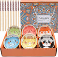 6 PCS Ceramic Rice Bowls, Cute Cartoon Small Dessert Bowl, Cereal Bowls Serving Bowl Gift Set, for Oatmeal, Ice Cream, Salads, Soups