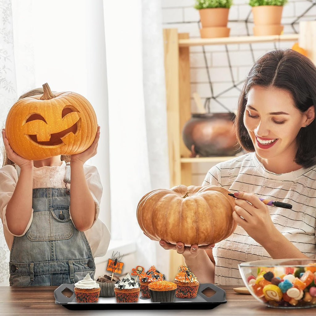 JarThenaAMCS 4 Pcs Halloween Ghost Serving Tray Black White Cute Ghost Handled Melamine Board Trick or Treat Serving Platter for Home Party Food Supplies