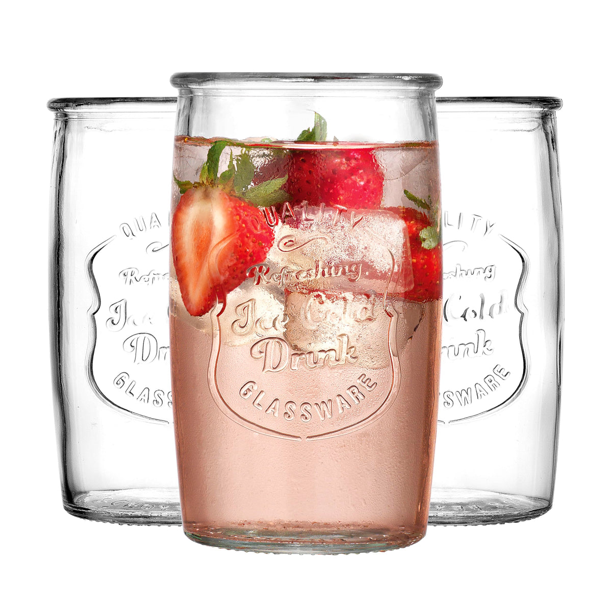 Glaver's Ice Cold Set of 8 Drinking Glasses 4-20 Oz Highball Glasses, and 4-13 Oz Whiskey Glass Cups For Everyday Home Use Water glasses, Beer, Juice, Cocktail.