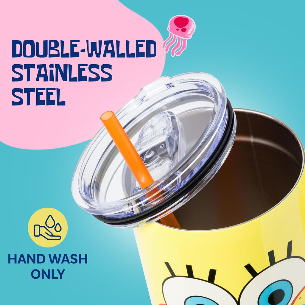 Silver Buffalo Spongebob Squarepants, Stainless Steel Tumbler, 40oz
