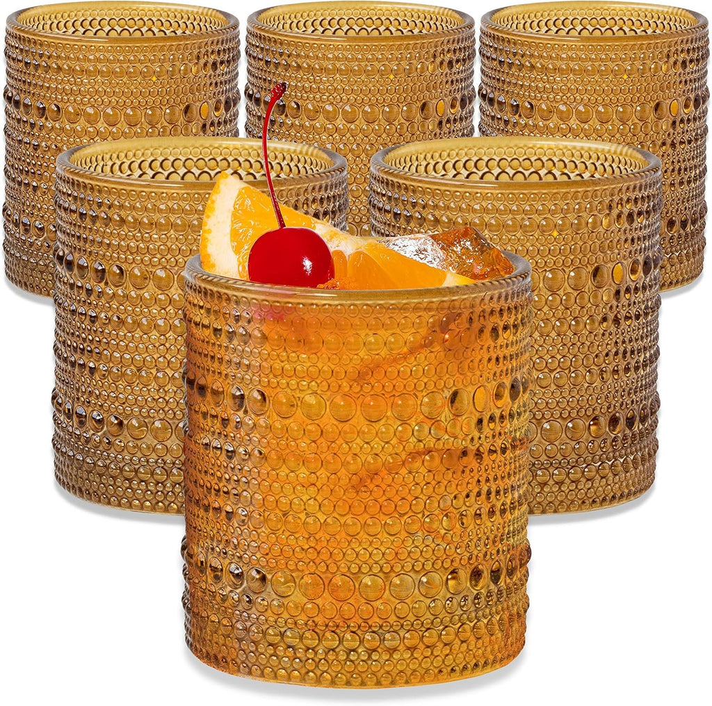 Kate Aspen Rose Gold Cups Pink Hobnail Beaded Drinking Glasses Set of 6-10 oz Vintage Glassware Set Cocktail Glass Set, Juice Glass, Water Cups | Makes A Great Hostess Gift, Gift for New Home Owners