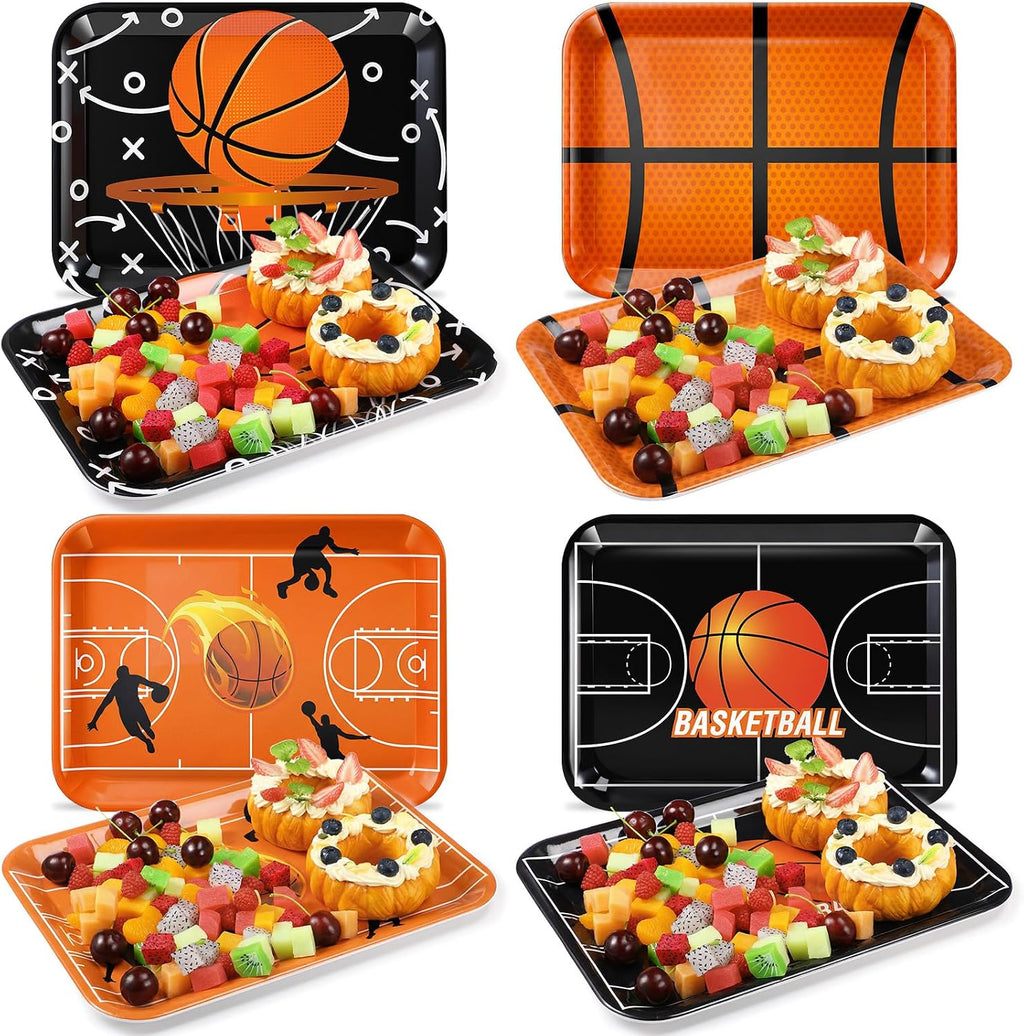 4 Pieces Basketball Serving Trays Melamine Platters