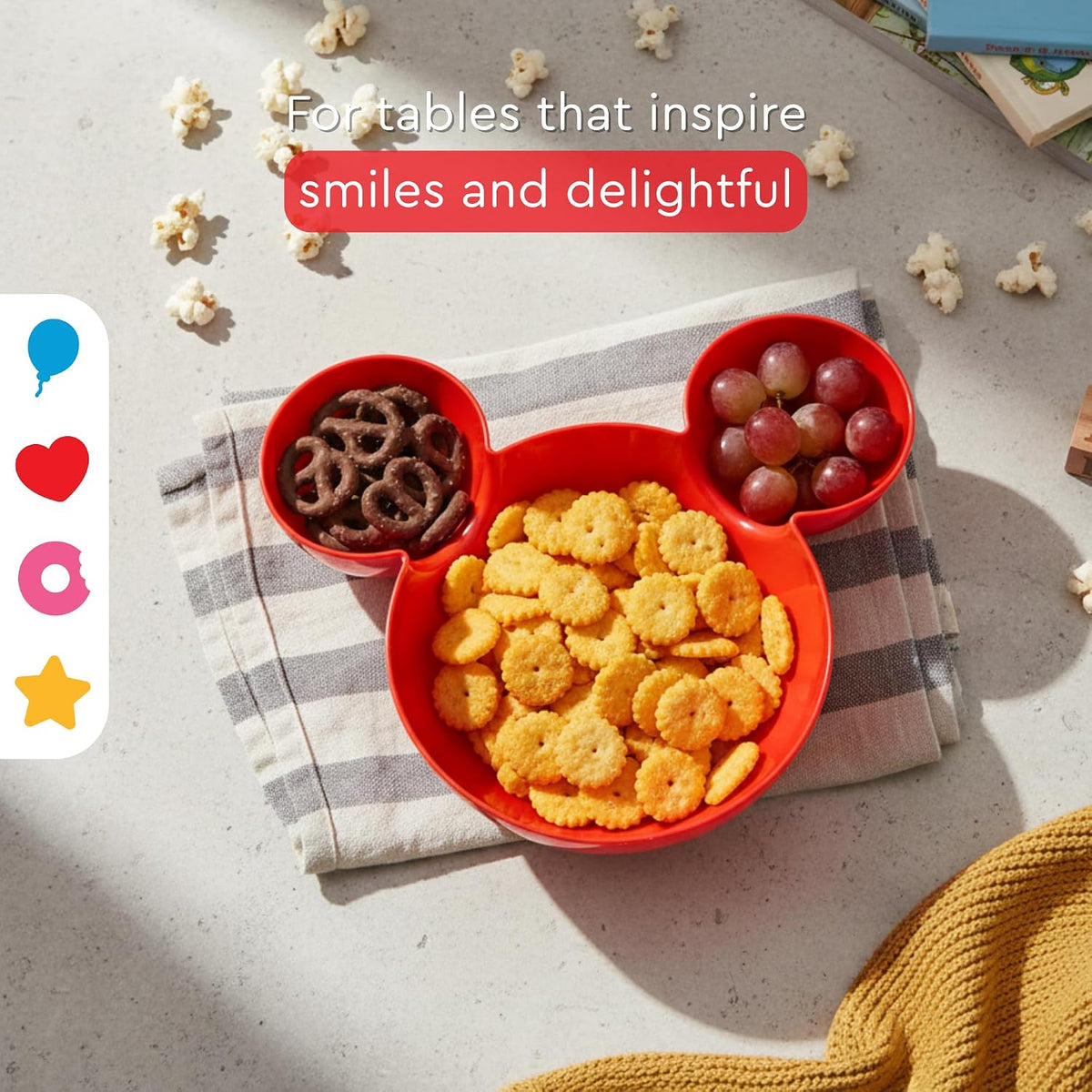 Grupo Mirandinha - Mouse Head Bowl Plate - Creative Design, Versatile Use, Durable Materials - Perfect for Parties and Daily Meals - Red Finish