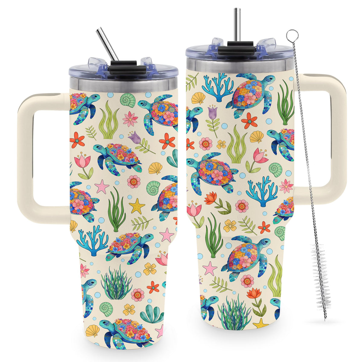 40oz Cats Tumbler Gifts for Women, Cute Cat Water Bottle with Handle & Straw