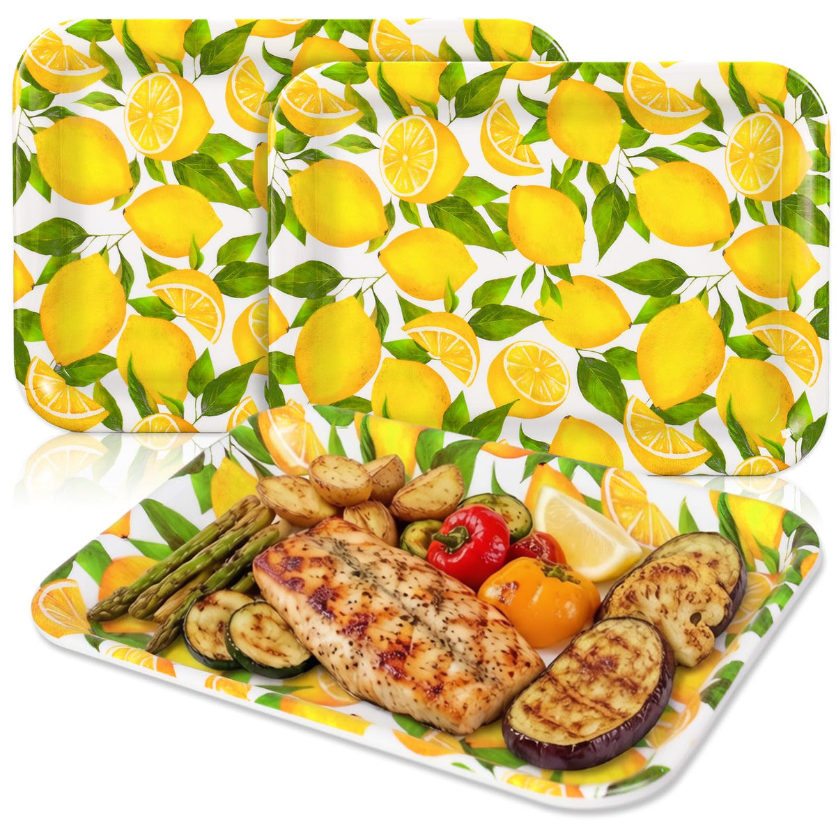JarThenaAMCS 3Pcs Cartoon Sponge Serving Trays Under the Sea Flower Bubble Reusable Serving Dishes Melamine Platter Party Decoration for Ocean Birthday Party Sharing Snacks Fruit Dessert, 13 x 10 Inch