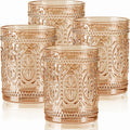 abrwyy Pink Drinking Glasses, 12oz Pink Glassware, Vintage Glassware