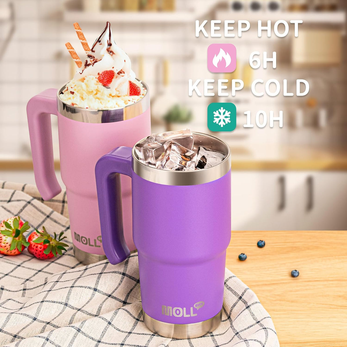 Kids 16 oz Tumbler with Handle, Stainless Steel Vacuum Insulated Water Cup