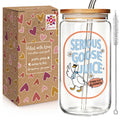 Silly Goose Juice 16oz Glass Cup with Lid and Straw, Funny Silly Goose Gift for Women, Iced Coffee Glass Tumbler for Coffee Lovers, Birthday Gift for Friends, Mom, Sister, Coworker