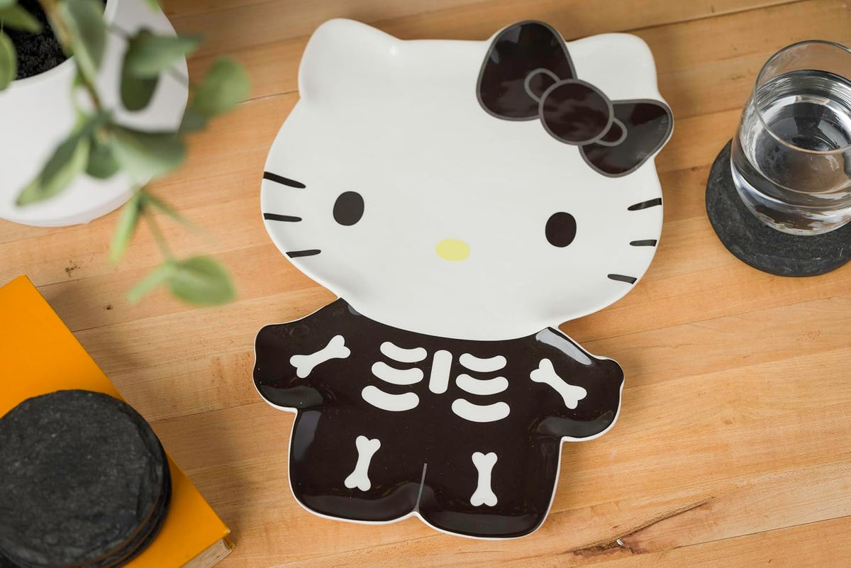 Silver Buffalo Sanrio Hello Kitty Halloween Skeleton Costume, Ceramic Plate