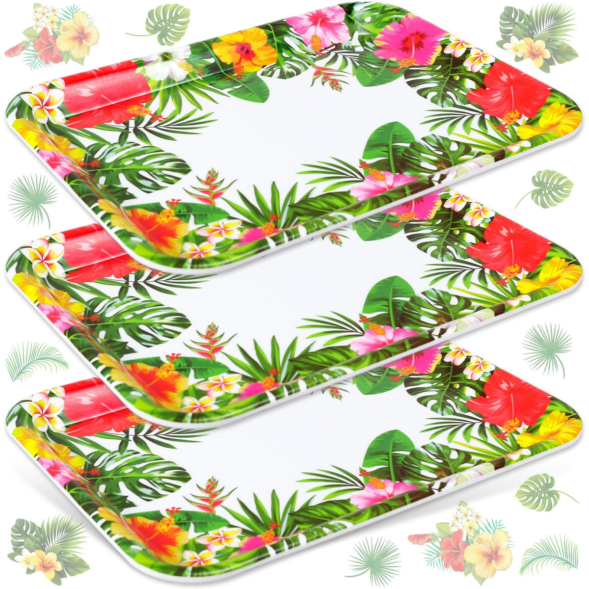 JarThenaAMCS 3Pcs Cartoon Sponge Serving Trays Under the Sea Flower Bubble Reusable Serving Dishes Melamine Platter Party Decoration for Ocean Birthday Party Sharing Snacks Fruit Dessert, 13 x 10 Inch