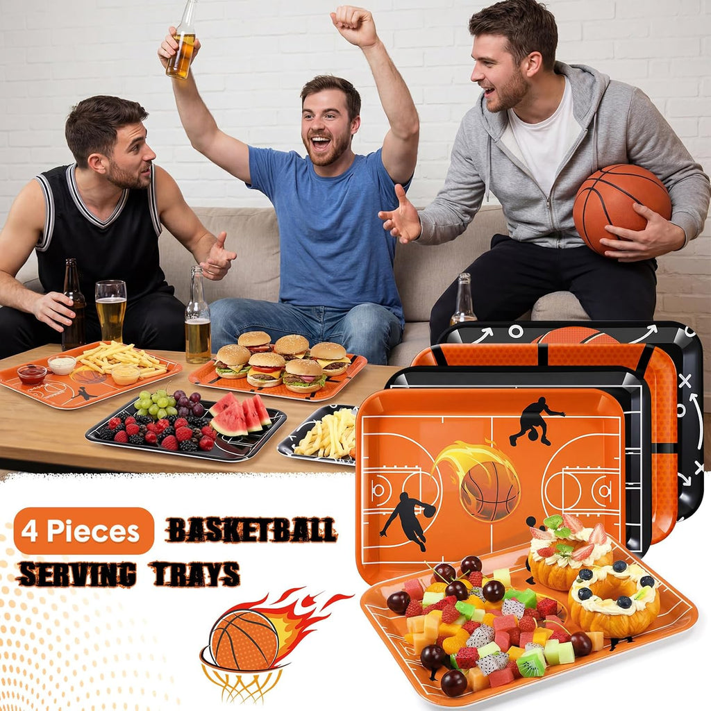 4 Pieces Basketball Serving Trays Melamine Platters
