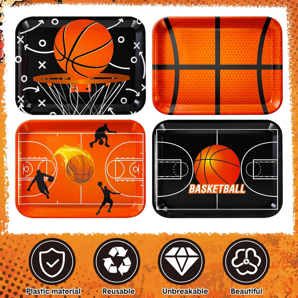 4 Pieces Basketball Serving Trays Melamine Platters