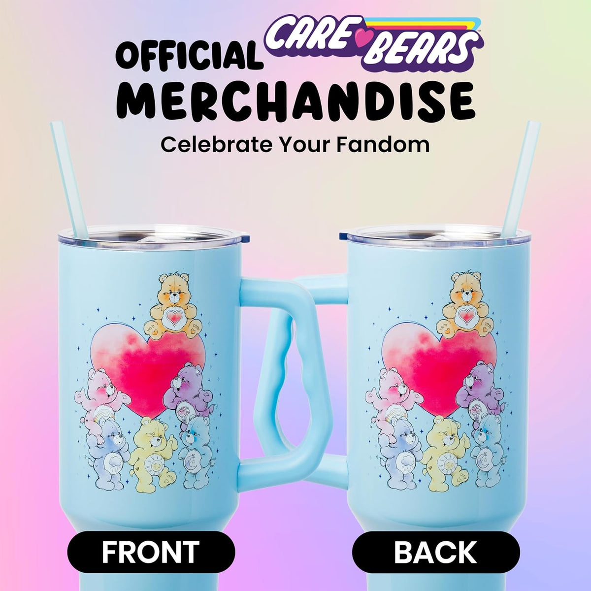 Silver Buffalo Care Bears Watercolor, Stainless Steel Tumbler, 40oz