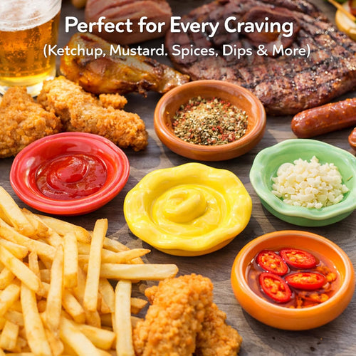 6-Piece Stackable Ceramic Burger Plate Set for Sauces & Dips