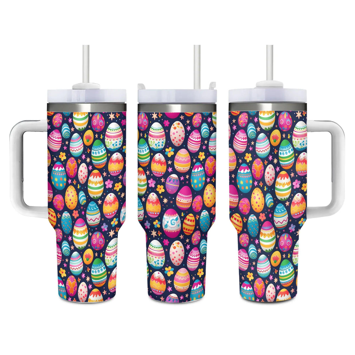 40oz Cute Dinosaurs Tumbler with Handle, Double Wall Stainless Steel Travel Coffee Mug with Straw Lid, Cartoon Insulated Cooling Cup for Christmas Birthday Gifts (Printed in US)