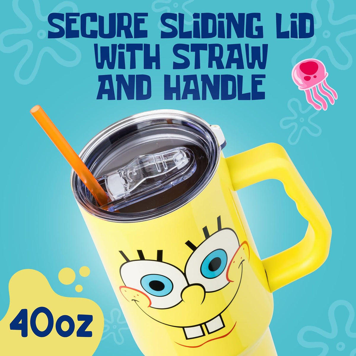 Silver Buffalo Spongebob Squarepants, Stainless Steel Tumbler, 40oz