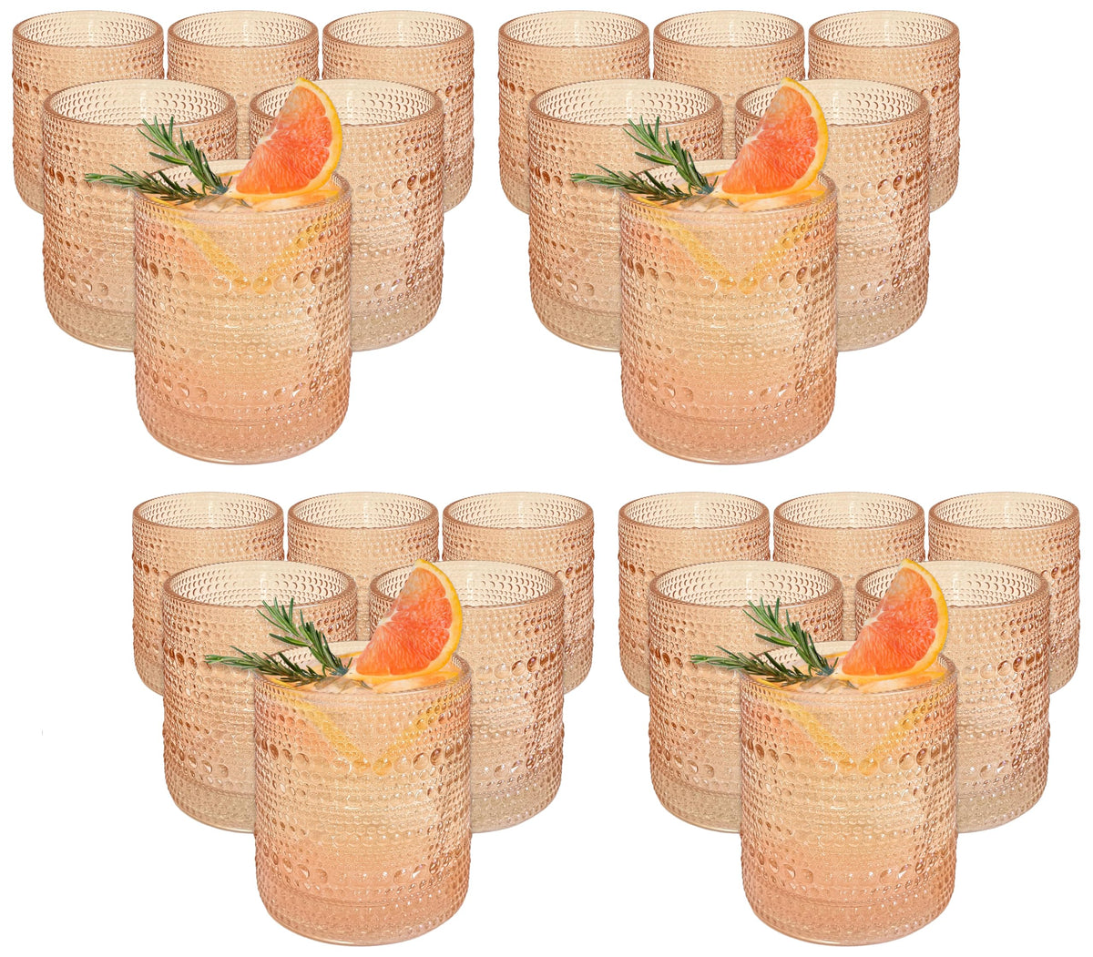 Kate Aspen Rose Gold Cups Pink Hobnail Beaded Drinking Glasses Set of 6-10 oz Vintage Glassware Set Cocktail Glass Set, Juice Glass, Water Cups | Makes A Great Hostess Gift, Gift for New Home Owners