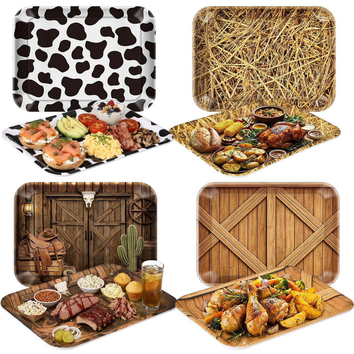 4 Pieces Basketball Serving Trays Melamine Platters