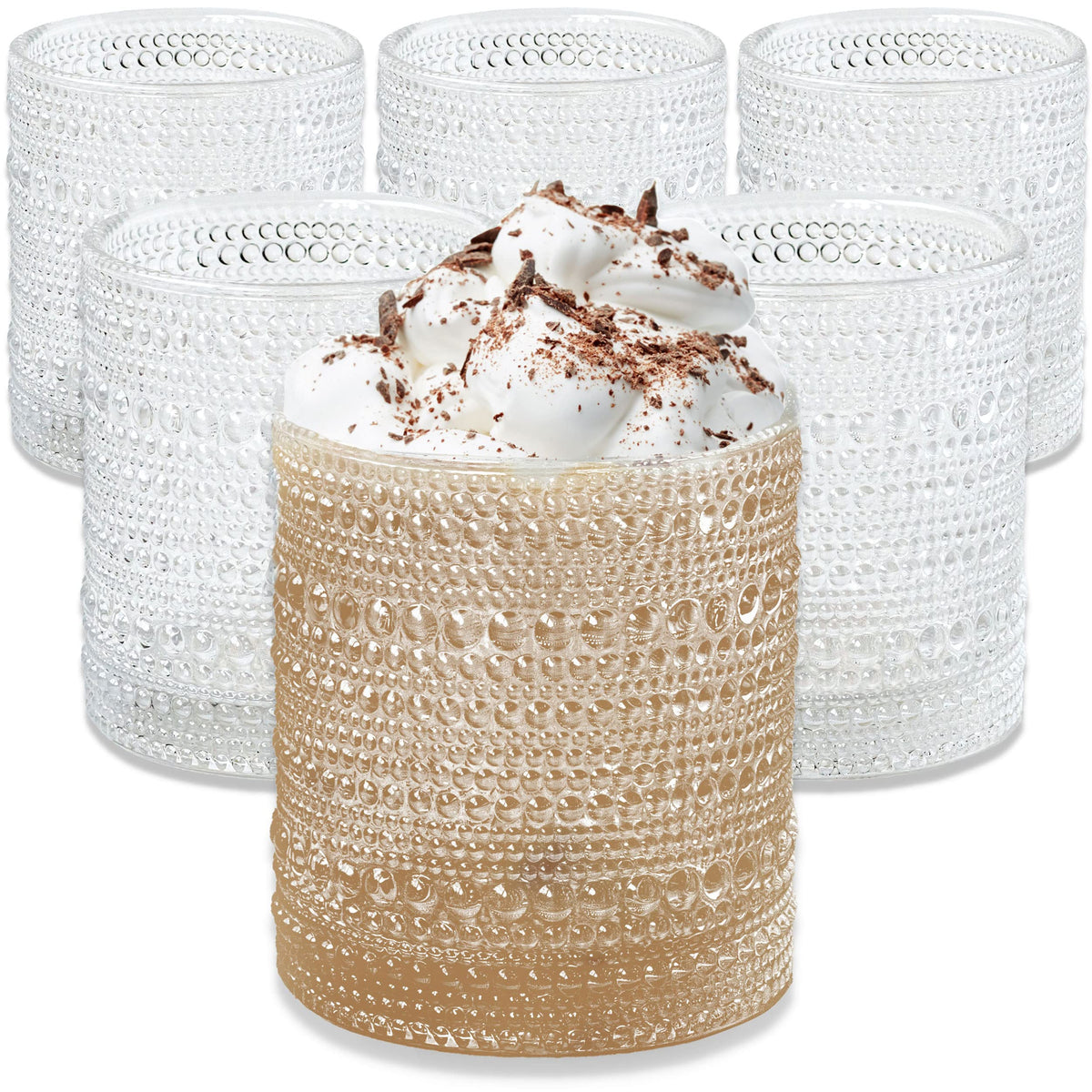 Kate Aspen Rose Gold Cups Pink Hobnail Beaded Drinking Glasses Set of 6-10 oz Vintage Glassware Set Cocktail Glass Set, Juice Glass, Water Cups | Makes A Great Hostess Gift, Gift for New Home Owners