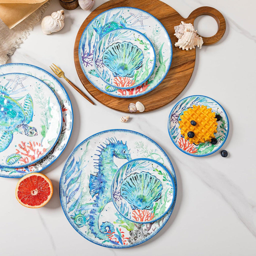 LEHAHA Coastal Chip and Dip Serving platter Set, Set of 3, Melamine Bowl and Tray Gift Set,Serving Dishes for Entertaining, Small Serving Bowls for Side Dishes, Salsa, Appetizers, Condiments.