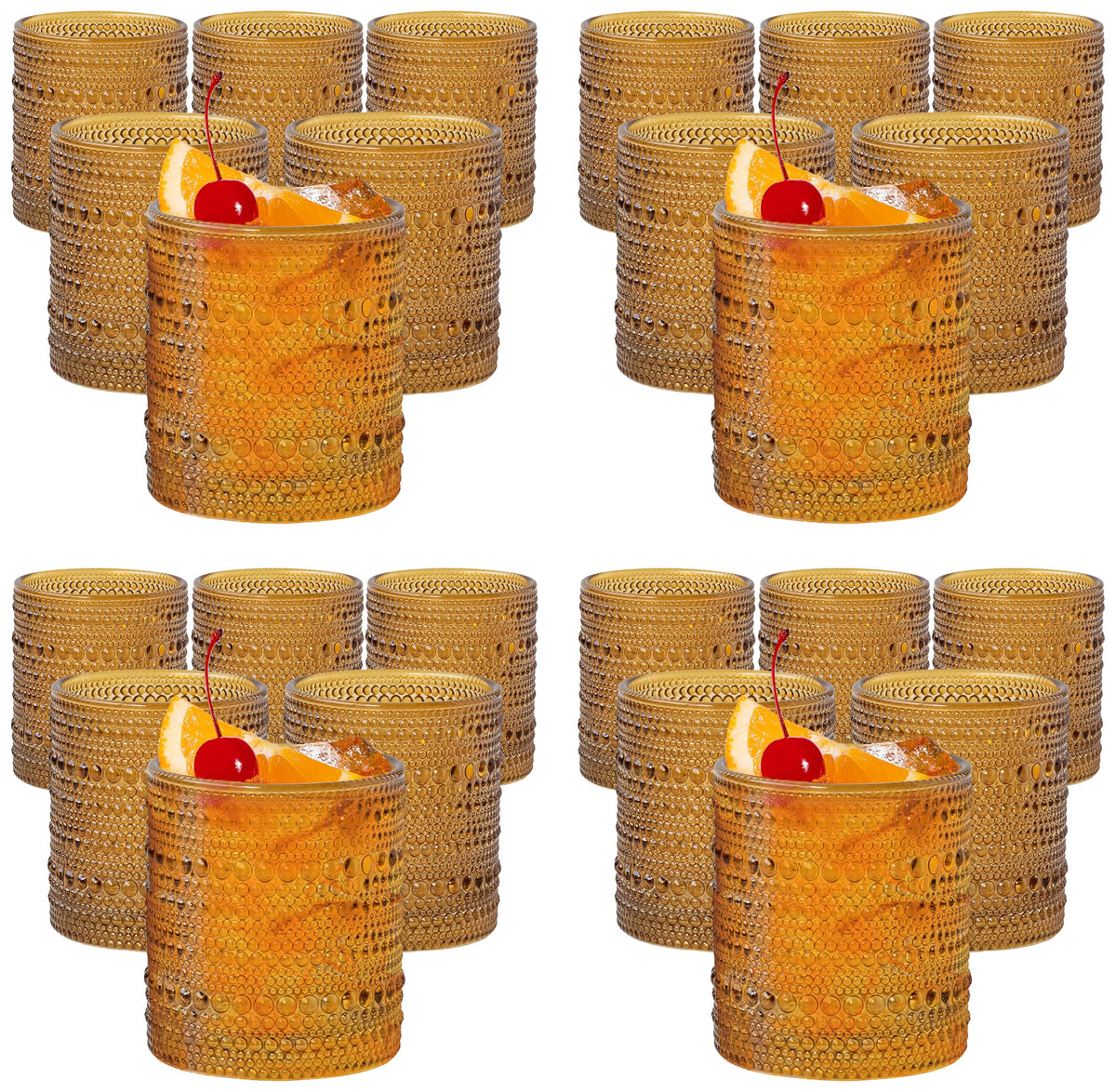 Kate Aspen Rose Gold Cups Pink Hobnail Beaded Drinking Glasses Set of 6-10 oz Vintage Glassware Set Cocktail Glass Set, Juice Glass, Water Cups | Makes A Great Hostess Gift, Gift for New Home Owners